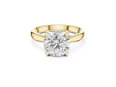 Classic Round Solitaire Engagement Ring Minimal Gold Diamond CAD 3D print model