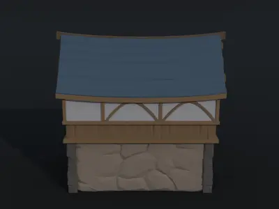 Cartoon medieval house 2 Polygonal Style Low-poly 3D model