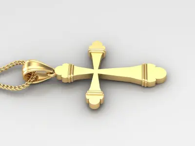Light Gold 18K Cross Pendant 2CP073 3D print model