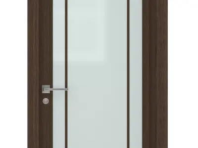 Door-033 wooden door with glass panels 3D model