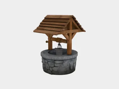 Ancient well Low-poly 3D model