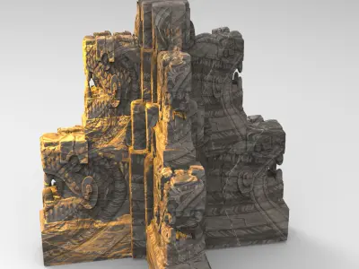 Mayan Dragon Statues collection 3 models Low-poly 3D model