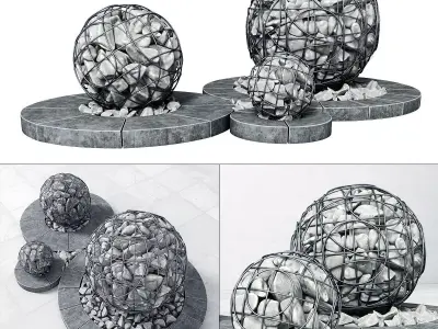 Street gabion sphere decor 3D model