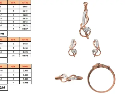 Light wt Ring Earrings Pendant set stl jcd 1-render details 3D print model