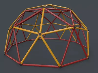 PBR Outdoor Playground Geodesic Climbing Dome Low-poly 3D model