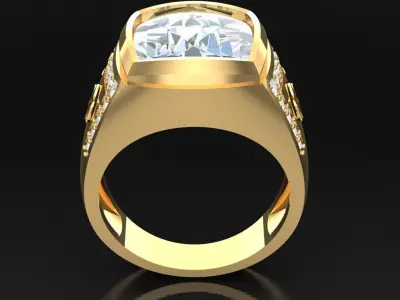 Light Gold Diamond Men Ring 2MR015 3D model