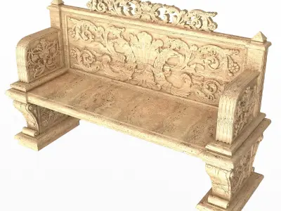 Stone Bench 04 Low-poly 3D model
