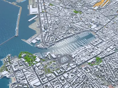 Marseille Downtown France Low-poly 3D model