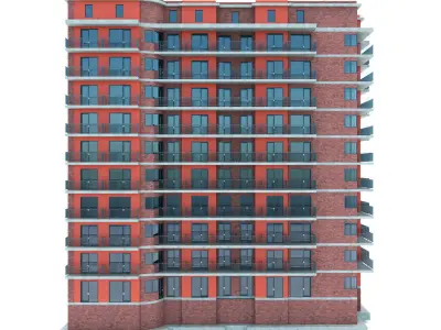 High Poly Building Set brick apartment 3D model