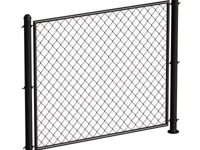 Metal mesh fence gate and wicket 3D model