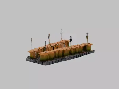 cobbled street section 1 Low-poly 3D model