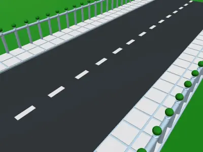 Low Poly 3D Road  Low-poly 3D model