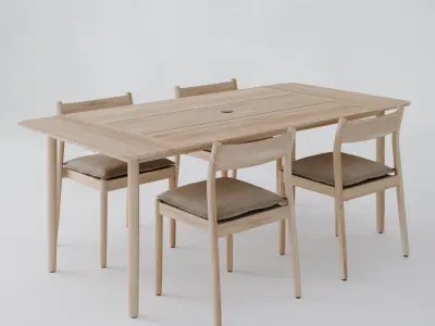 DWR Terassi Dining Table and Dining  Side Chair 3D model