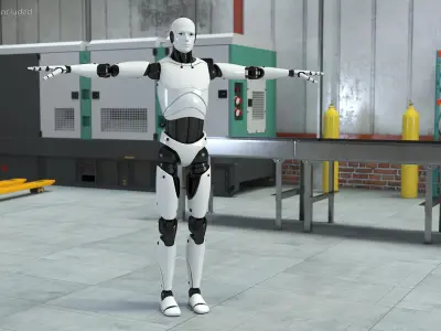  Male Cyborg Rigged for Cinema 4D 