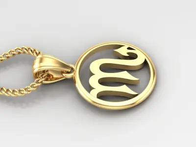 Circle Scorpio Light Gold Pendant Version 6 3D print model