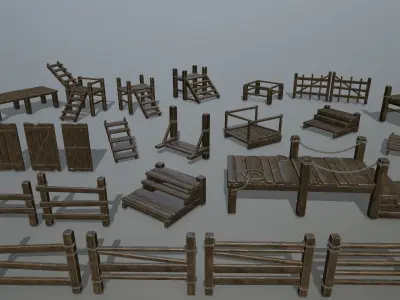 woods and  ropes  Low-poly 3D model
