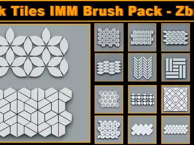 Brick Tiles IMM Brush Pack for Zbrush Low-poly 3D model