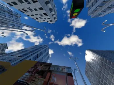 city 3D in clouds Low-poly 3D model