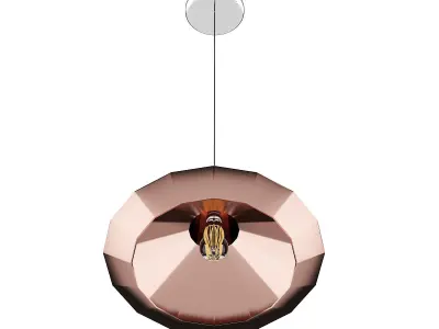 Ceiling Lamp with Copper Shade 03 3D model