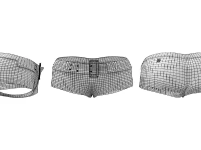 Denim Belt Mini Denim Shorts Low-poly 3D model