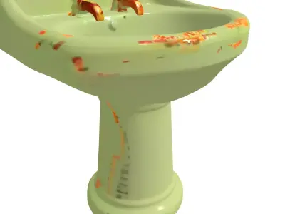 Vintage Green Pedestal Sink Low-poly 3D model