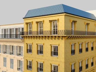 French Corner Building 3D model