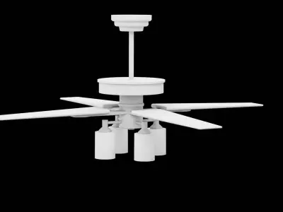 Ceiling Lamp and Fan Low-poly 3D model