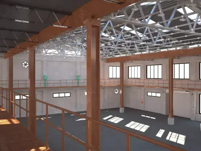 Warehouse interior and exterior 3D model by zyedzyed