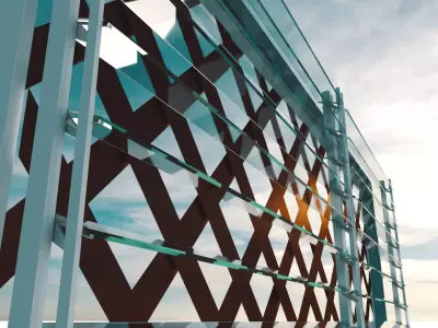 Window glass fence with lattice pattern 3D model