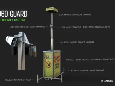  Video Guard - Construction sites security camera Low-poly 3D model
