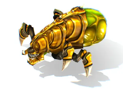 Animated Green Flea Monster Bug Low-poly 3D model