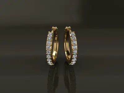 Earring Double Sided Diamond Hoop Mid Size 11mm Inside Diameter 3D print model