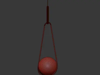 Pendant Lamp Loop Brass White Opaque Glass 3D model