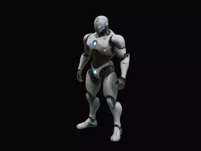 Robot Superhero Rigged Low-poly 3D model
