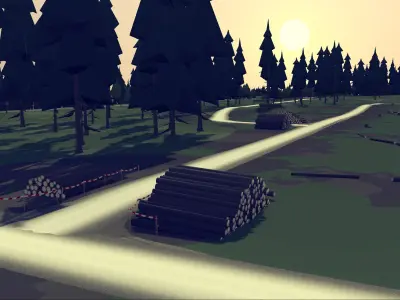 Cartoon Rally Track Finland Low-poly 3D model