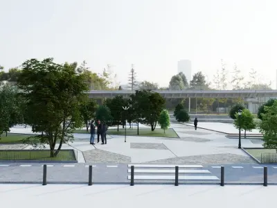 Modern City park 3D scene 3D model