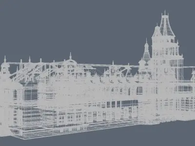 Castle building with towers and turrets 3D model
