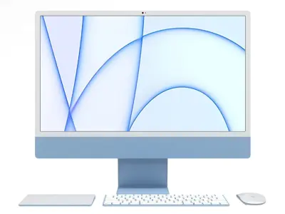 Apple iMac 24 inch 2021 Blue Low-poly 3D model