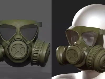 gas mask helmet scifi futuristic Low-poly 3D model Low-poly 3D model
