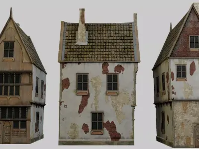 MedievalBuilding old house with roof Low-poly 3D model