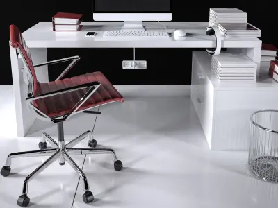 Office Desk - Interior Office Furniture 02 3D model