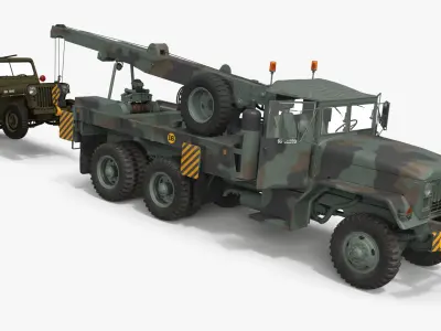  M62 Wrecker Recovery Crane with Towed Jeep M38 