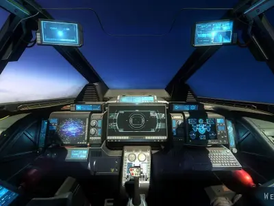 Sci Fi Heavy Fighter Cockpit Low-poly 3D model