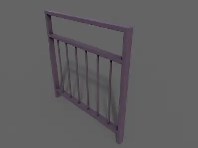 PBR Pedestrian Guard Rail Purple V4 Low-poly 3D model