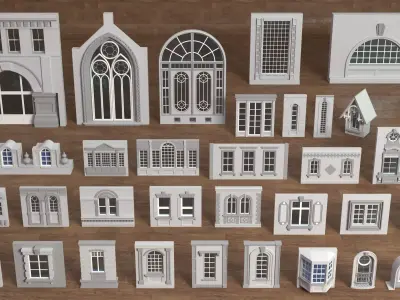 Building Facade Collection 3 - 34 pieces 3D model