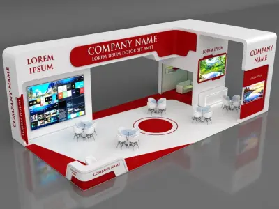 Booth Exhibition Stand Stall 14x7m Height 500 cm 4 Side Open 3D model