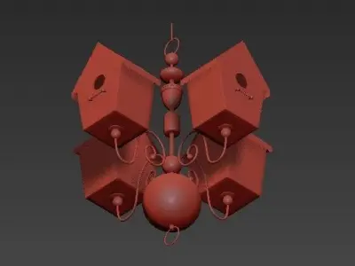 Mackenzie two birdhouses hanging from chain 3D model