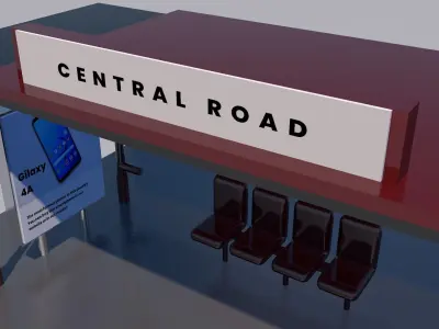 Bus and Tram Stop with a shelter 3D model
