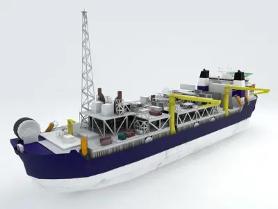 FPSO Alvheim Offshore Oil Rig Low-poly 3D model