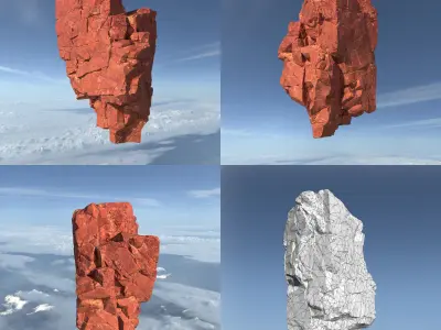 Low poly Sandstone Floating Island Rock Pack 211205 Low-poly 3D model